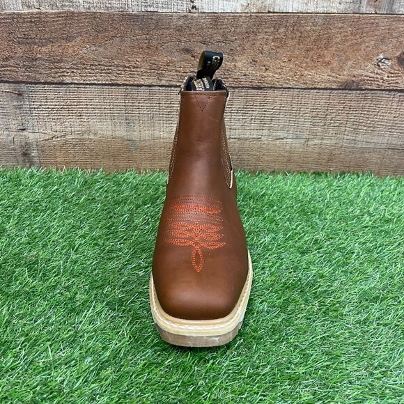 Men's work Strong Double Density Sole Half Boots Genuine Leather Square Toe 905 - Picture 5 of 8